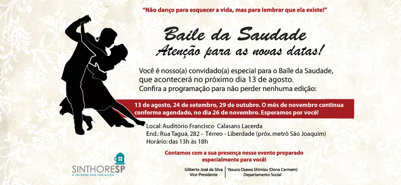 Novas datas do Baile da Saudade